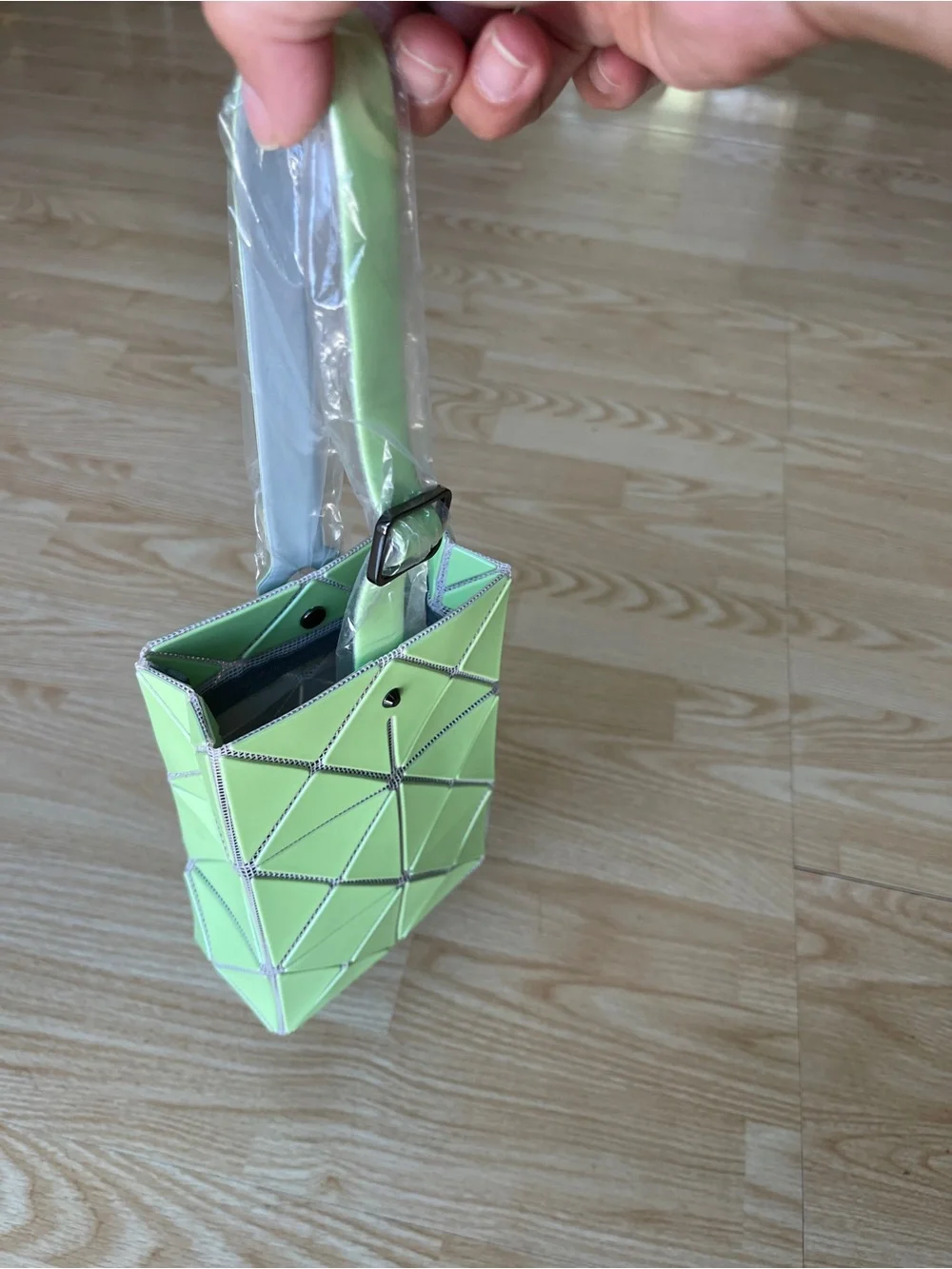 Light Green Geometric panel design bag.